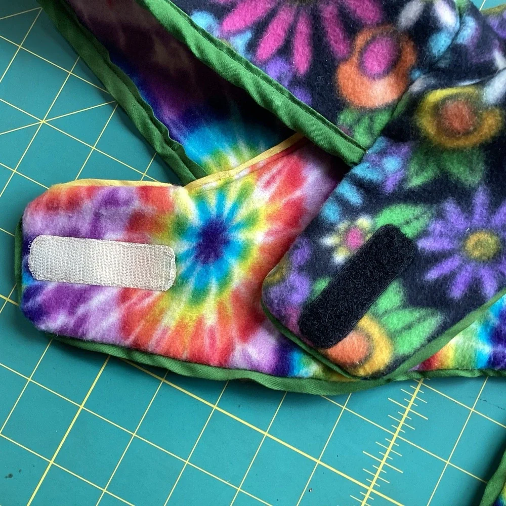 🎃 Hippie Halloween Handcrafted Reversible Sm Dog Fleece Hoodie Tie Dye Costume